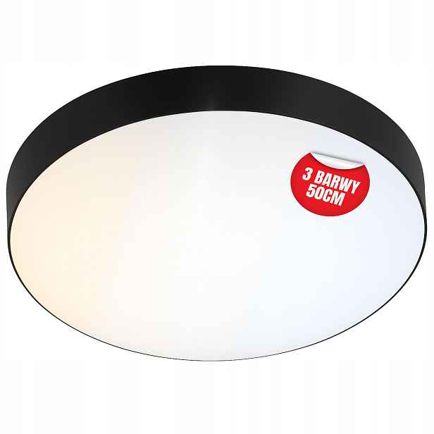 Stropní svítidlo Stropní Svítidlo Led 3 barvy 50 cm černá, panel do koupelny kulatý 45 W