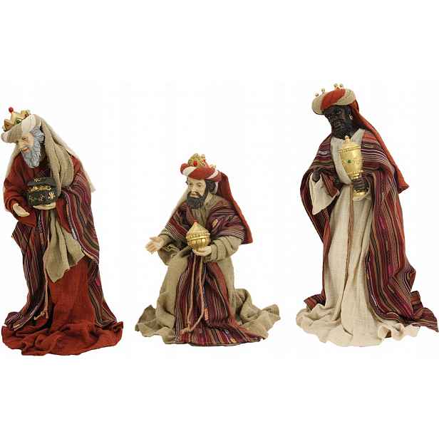 Tři králové v látkových šatech pro figurky o výšce 40 cm