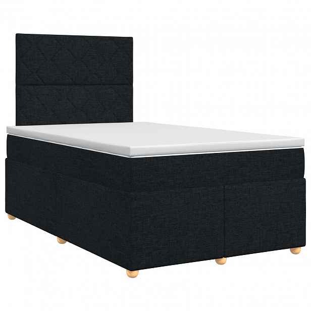 vidaXL Postel boxspring s matrací s čelo Černá 120 x 200 cm Textil