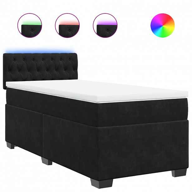 vidaXL Box spring postel s matrací černá 90x200 cm samet