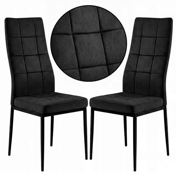 Čalouněné Velurové Křeslo Černé Moderní Do Obývacího Pokoje Kuchyně Jídelny x2