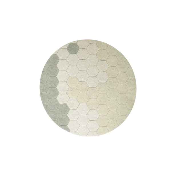 Světle zelený pratelný ručně tkaný bavlněný kulatý koberec ø 140 cm Honeycomb Blue Sage – Lorena Canals