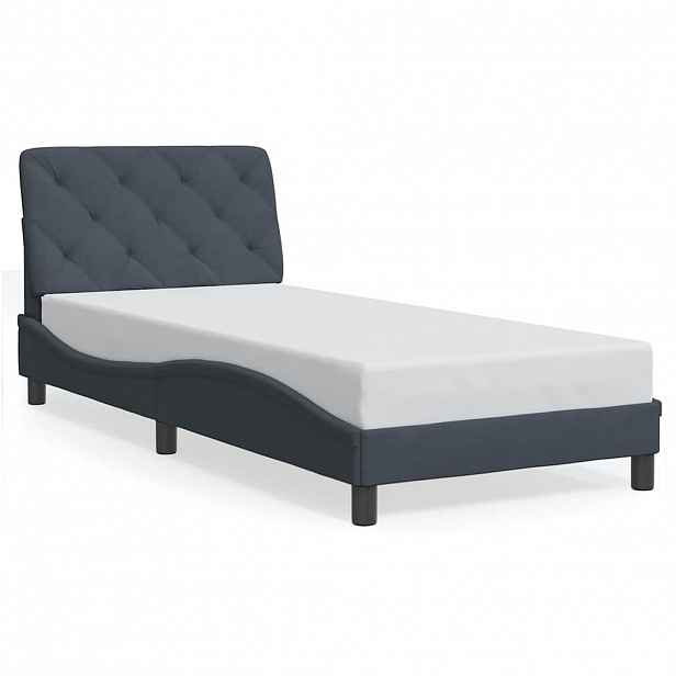 vidaXL Rám postele bez matrace tmavě šedá 90 x 190 cm samet