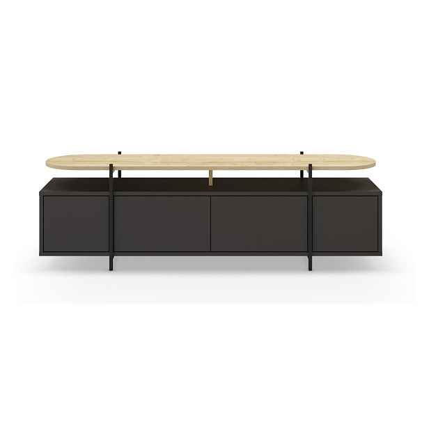 Černý TV stolek v dekoru dubu 160x48 cm Hinoa – Marckeric