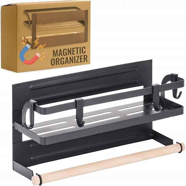 Magnetický Regál Na Koření S Držákem Na Kuchyňské Utěrky, Organizér
