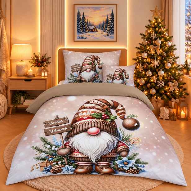 TOP Třídílná sada 3D povlečení 140x200+70x90+45x45 Skřítek na cestách