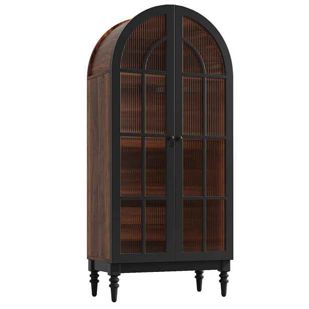 Modenvie VITRÍNA z MDF a skla, 76/35,5/165 cm černá