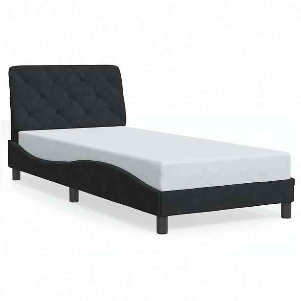 vidaXL Rám postele bez matrace černý 90x190 cm samet
