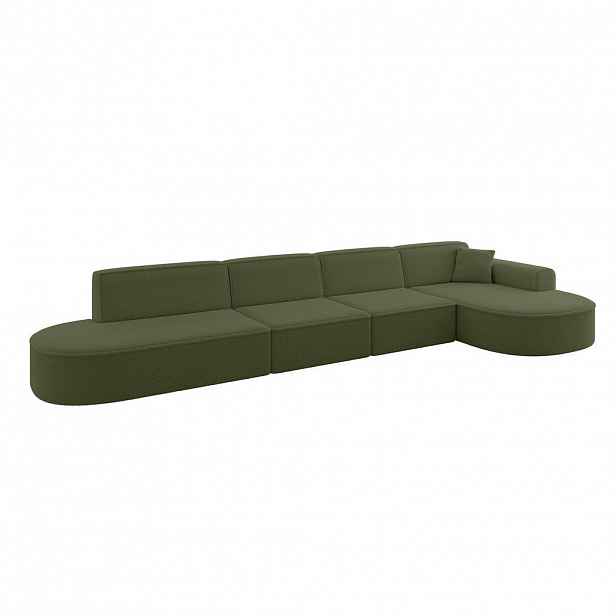 ALTDECOR ROHOVÁ SEDACÍ SOUPRAVA s otomanem vpravo MARI-L3 – 413 × 171 × 79 cm, zelená buklé