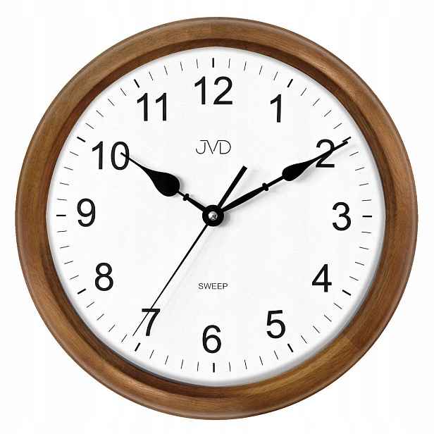 Dřevěné Kulatý Hnědé Tiché Nástěnné Hodiny Jvd NS8052.11 35 cm