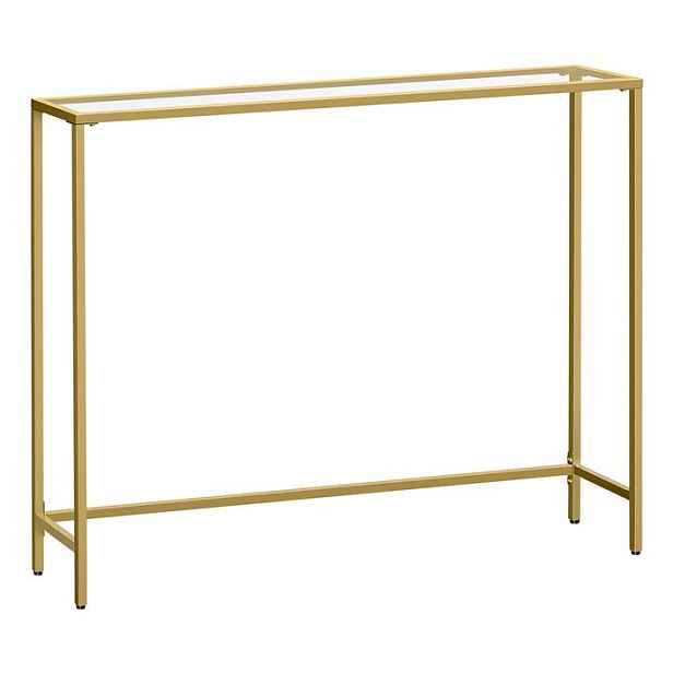 Konzolový Stolek regál loftová komoda Songmics zlatá průhledná 109 x 76 x 26,5 cm