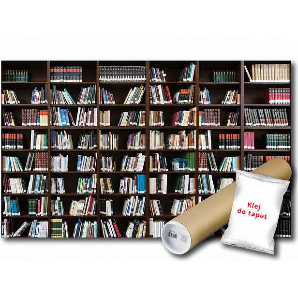 Vinylová fototapeta imitace regálu s policemi a knihami 208x146