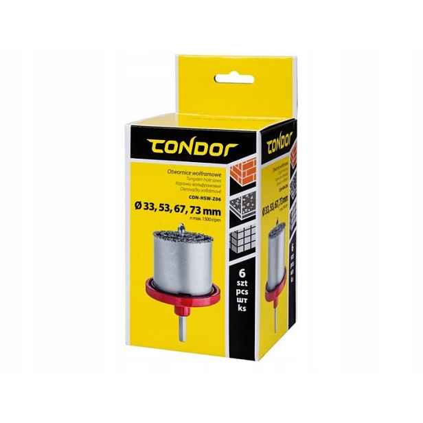 Wolframové děrovačky na glazuru plechovek, sada 33-73 mm Condor
