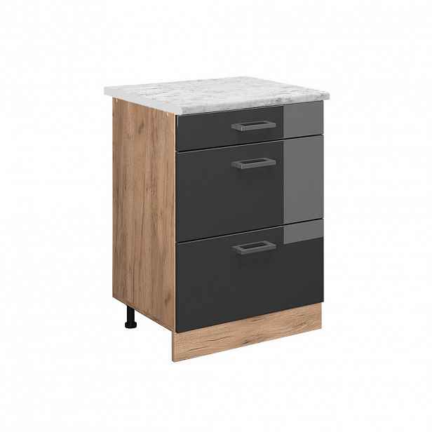 Vicco SPODNÍ SKŘÍŇKA KUCHYŇSKÉ LINKY R-Line Antracitový vysoký lesk 60 cm PD Mramor