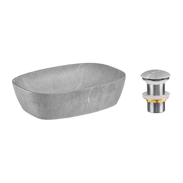 Comad Sada keramického umyvadla na desku a výpusti Anna 50 cm šedý kámen