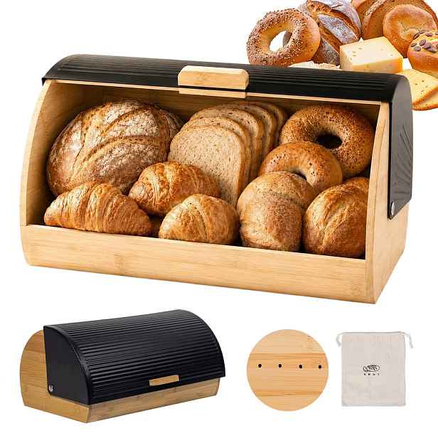 Dřevěný chlebník 39 Cm z bambusu, minimalistický, s větracími otvory