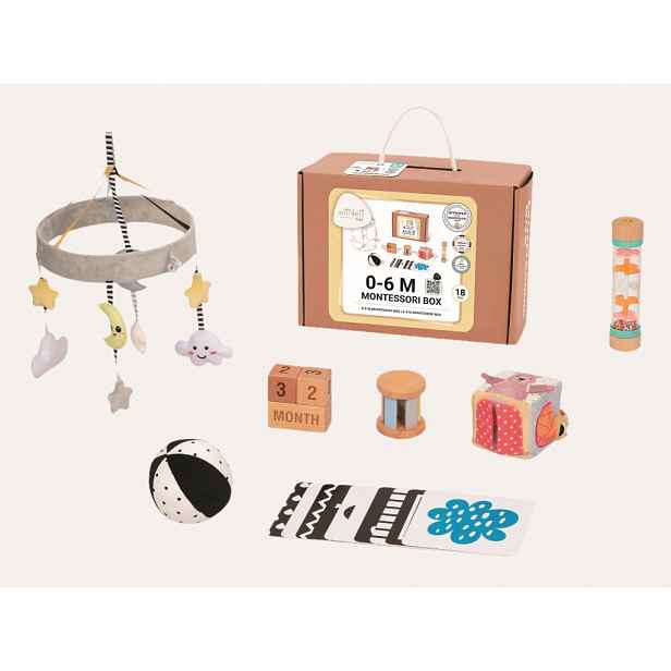 eliNeli Sada montessori hraček pro miminka 0–6 měsíců - edukativní box