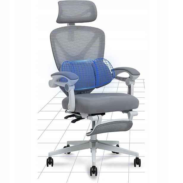 Ergonomická kancelářská židle OC4WG, sklápění 135°, šedo/bílá