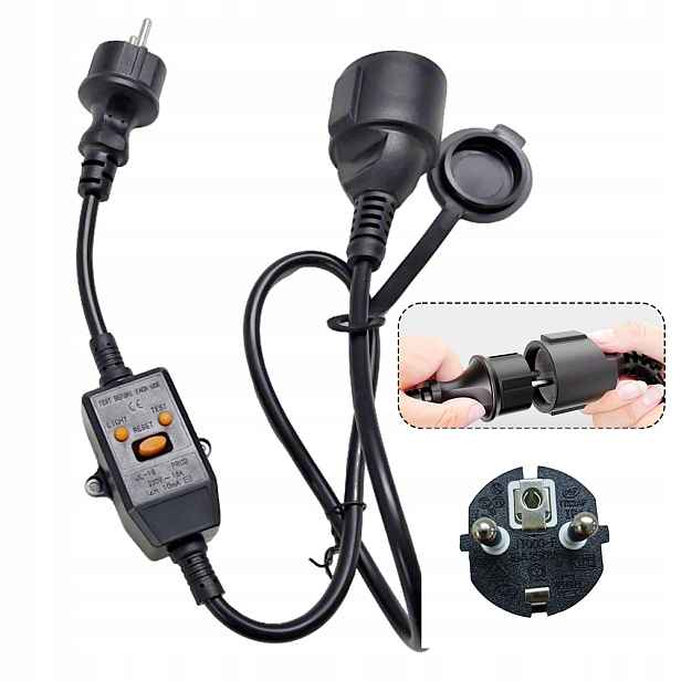 Přechodový kabel proudového chrániče 16A, ochrana IP44