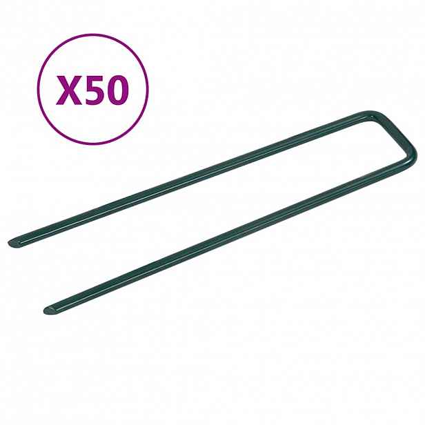 vidaXL Hřebíky do umělé trávy ve tvaru U 50 ks železo