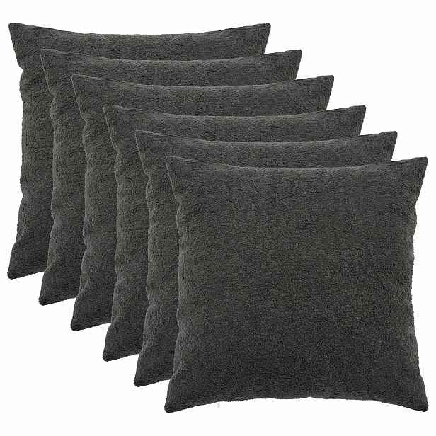 vidaXL Povlak na polštář 6 pcs HEERLEN Tmavě šedá 60 x 60 cm Bouclé