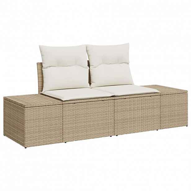 vidaXL Zahradní sofa s polštářem Béžová 184 x 62 x 69 cm polyratan