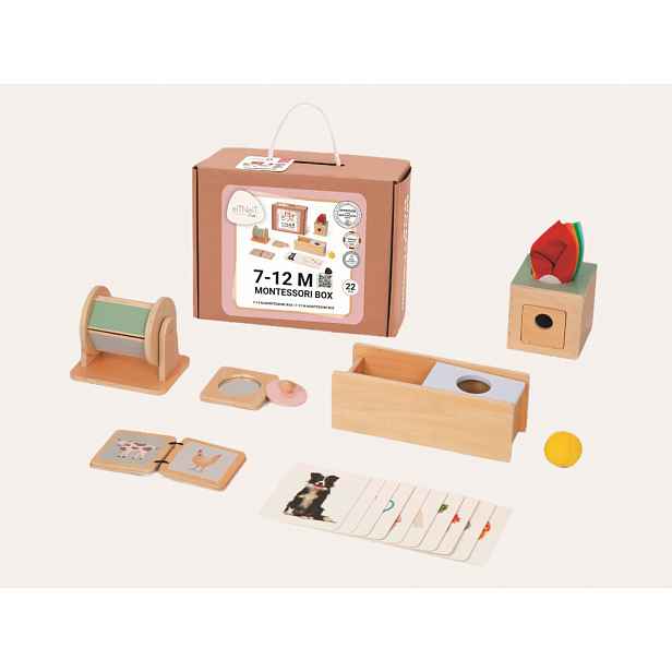 eliNeli Sada montessori hraček pro miminka 7–12 měsíců - edukativní box
