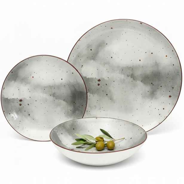 Komplet Porcelánová Sada Talířů Jídelní Servis Talíře 18 ks Vzor Antic