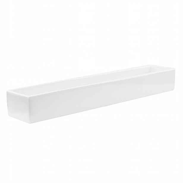 Květináč Keramika Bílý lesk glazovaný 50x10x6 cm Žlab kaktusy sukulenty