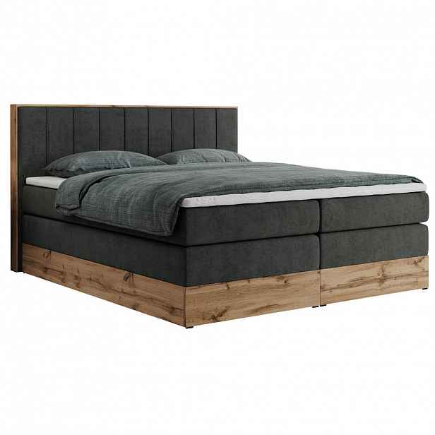 MKS POSTEL BOXSPRING BELLISSIMO KING 180/200 - Šedá Strukturovaná látka - H3