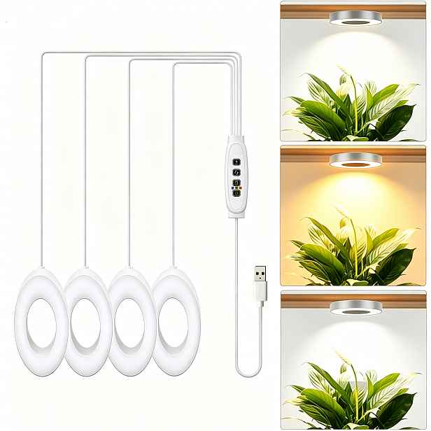 TEMU LED Lampa pro Růst Rostlin, Vhodná pro Pokojové Rostliny, Růstová Lampa s Plným Spektrem, Vhodná pro Pěstování pod Skříňkami, s Časovačem na