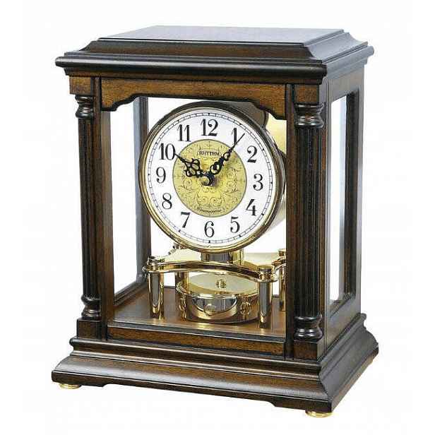 Dřevěné Krbové Hodiny Rhythm CRH176Č.06 Westminster Kuranty 23x28 cm
