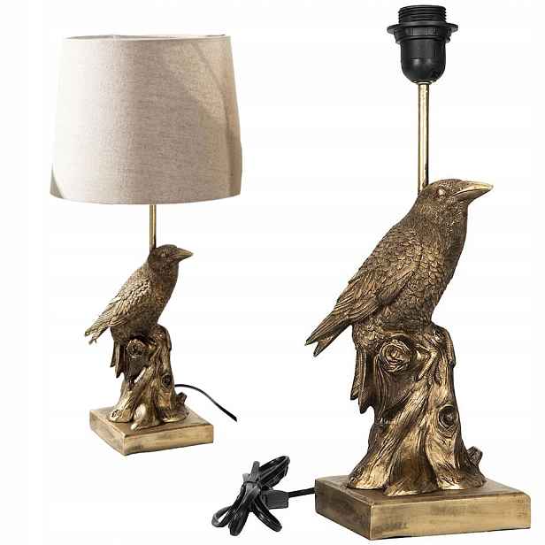 Stolní Lampa Noční E27 Zlatý Pták Havran 41 cm do obývacího pokoje ložnice
