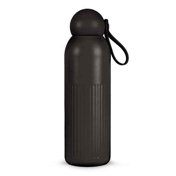 Černá termoláhev s brčkem z nerezové oceli 500 ml Tekla – Sagaform