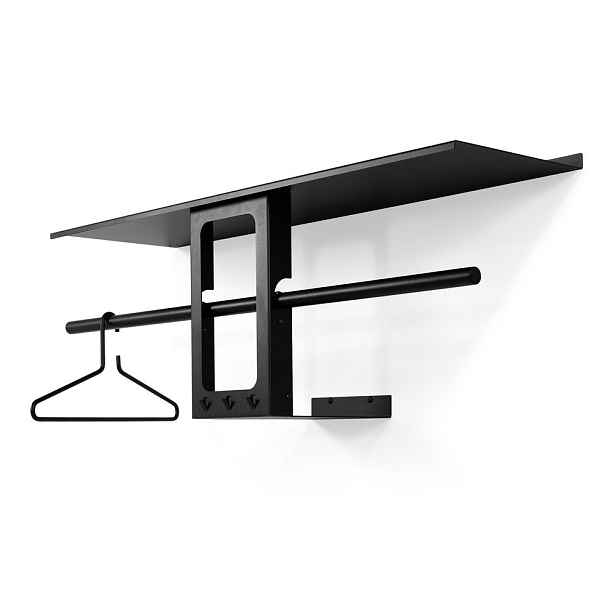 Černý ocelový nástěnný věšák s poličkou 100 cm Luno Small – Spinder Design