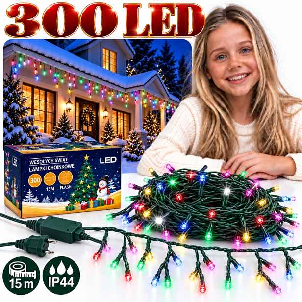 Lampy Rampouchy 300 Led 15M Multicolor Flash IP44 Venkovní Kombinované Zelené