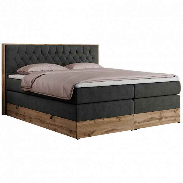 MKS POSTEL BOXSPRING AMORE KING 200/200 - Šedá Strukturovaná látka - H3