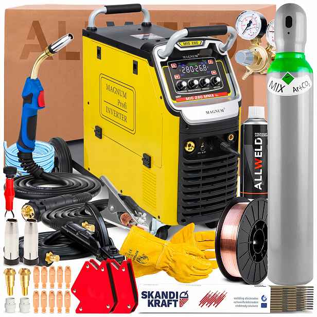 Poloautomatický Magnum Mig 280 Mma V2 400V 300A Flux 4-VÁLCOVÝ Pro Ocel A Alu