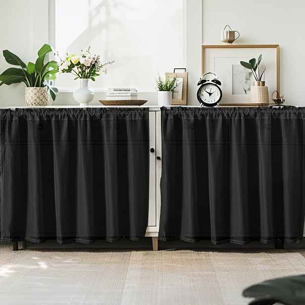 TEMU 1 ks Moderní minimalistické záclony ve francouzském stylu, lehké luxusní, jednobarevné, krajkové, průsvitné, s kapsou na tyč, krátké záclony,