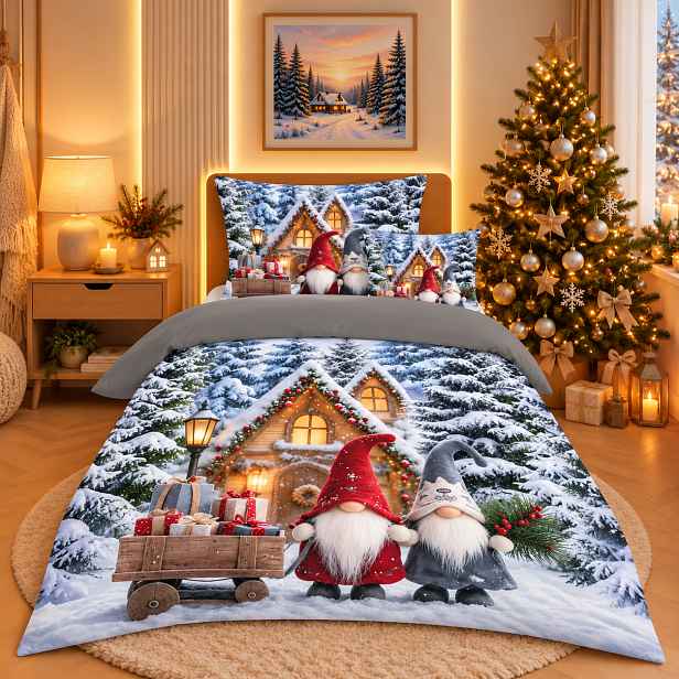 TOP Třídílná sada 3D povlečení 140x200+70x90+45x45 Vánoční nadílka