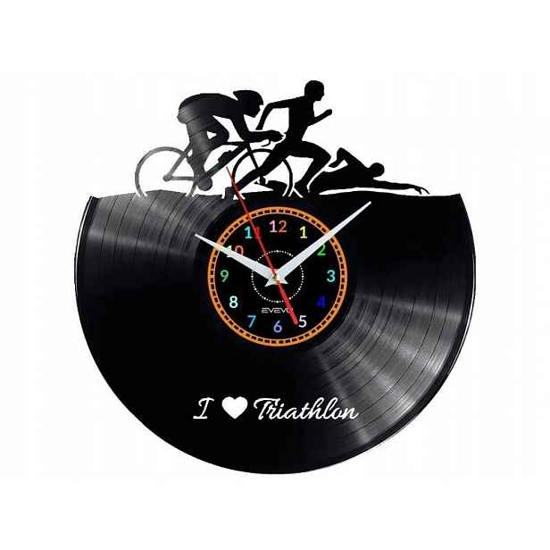 Triatlon Dárek Originální dekorace do domu Hodiny z vinylové desky