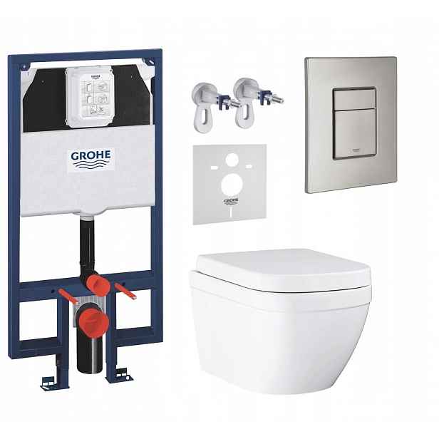 Sada Wc a Wc mísa Grohe Euro Ceramic s tlačítkem nerezová ocel matná