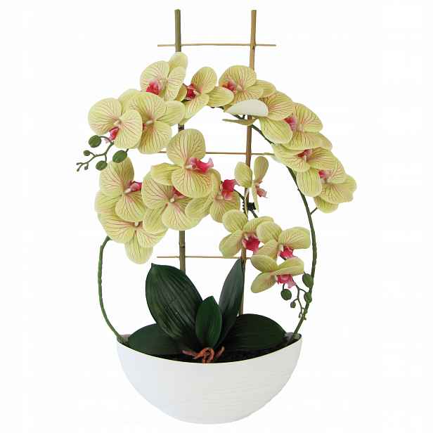 Orchidej Real Touch 60 cm, gumovaná v květináči Luna 2