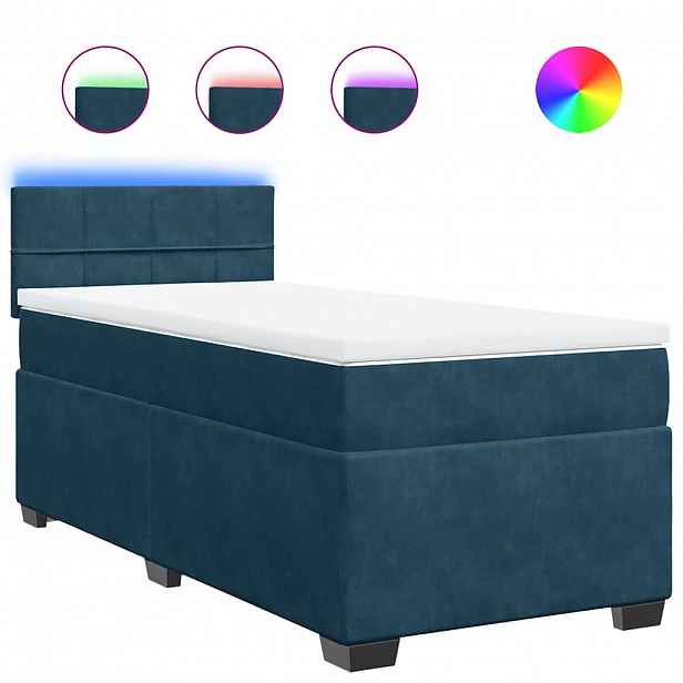 vidaXL Box spring postel s matrací modrá 90 x 200 cm samet