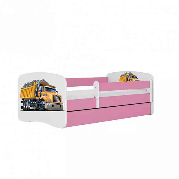 Dětská postel Babydreams růžová 80x180 Náklaďák