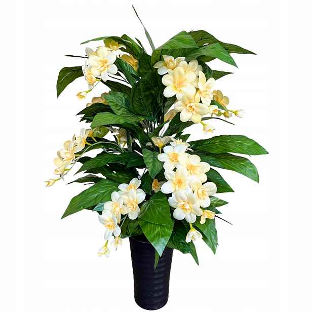 Květinový květináč Jasmín Gardenia 85 cm umělá květina V Květináči Žlutá