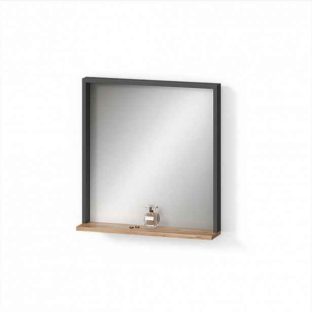Livinity® NÁSTĚNNÉ ZRCADLO Ortello Antracit/zlatý dub 57 x 60 cm se zrcadlem