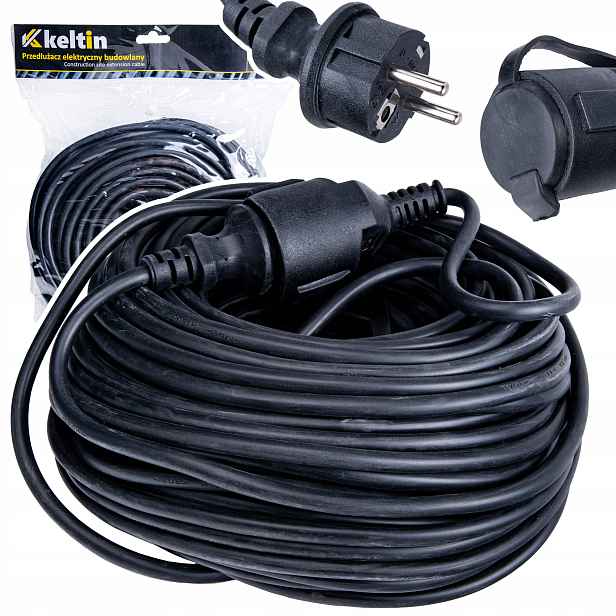 Prodlužovací Kabel zahradní, jednoduchý Keltin 30 m 1 ks zásuvek, černý