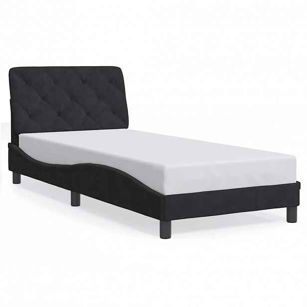 vidaXL Rám postele bez matrace černý 90x200 cm samet