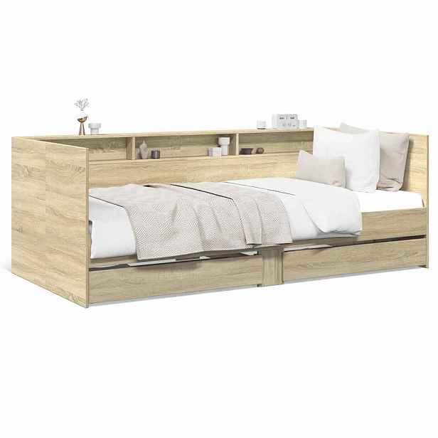 vidaXL Válenda se zásuvkami bez matrace dub sonoma 90 x 200 cm